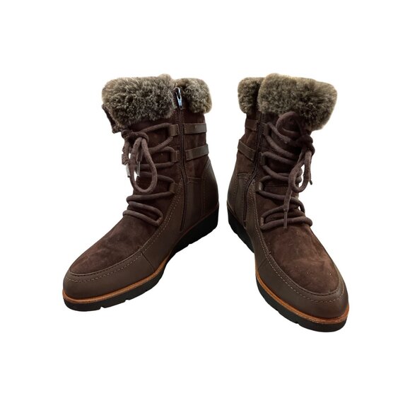Earth Womens Brown Java Multi Faux Fur Trim Boots Sz 10M SKU 8956 - Picture 1 of 13